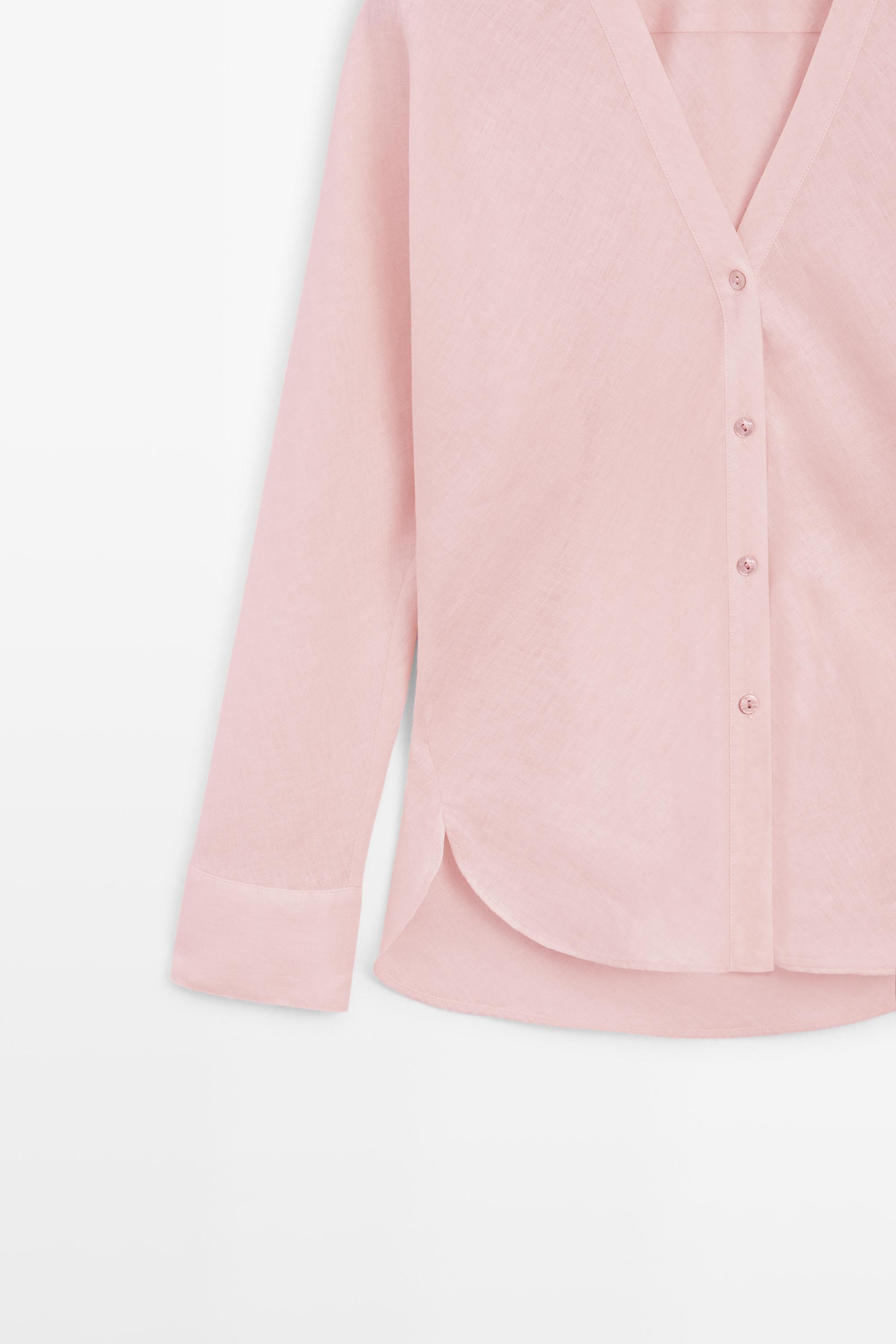 Lightweight 100% linen V-neck shirt